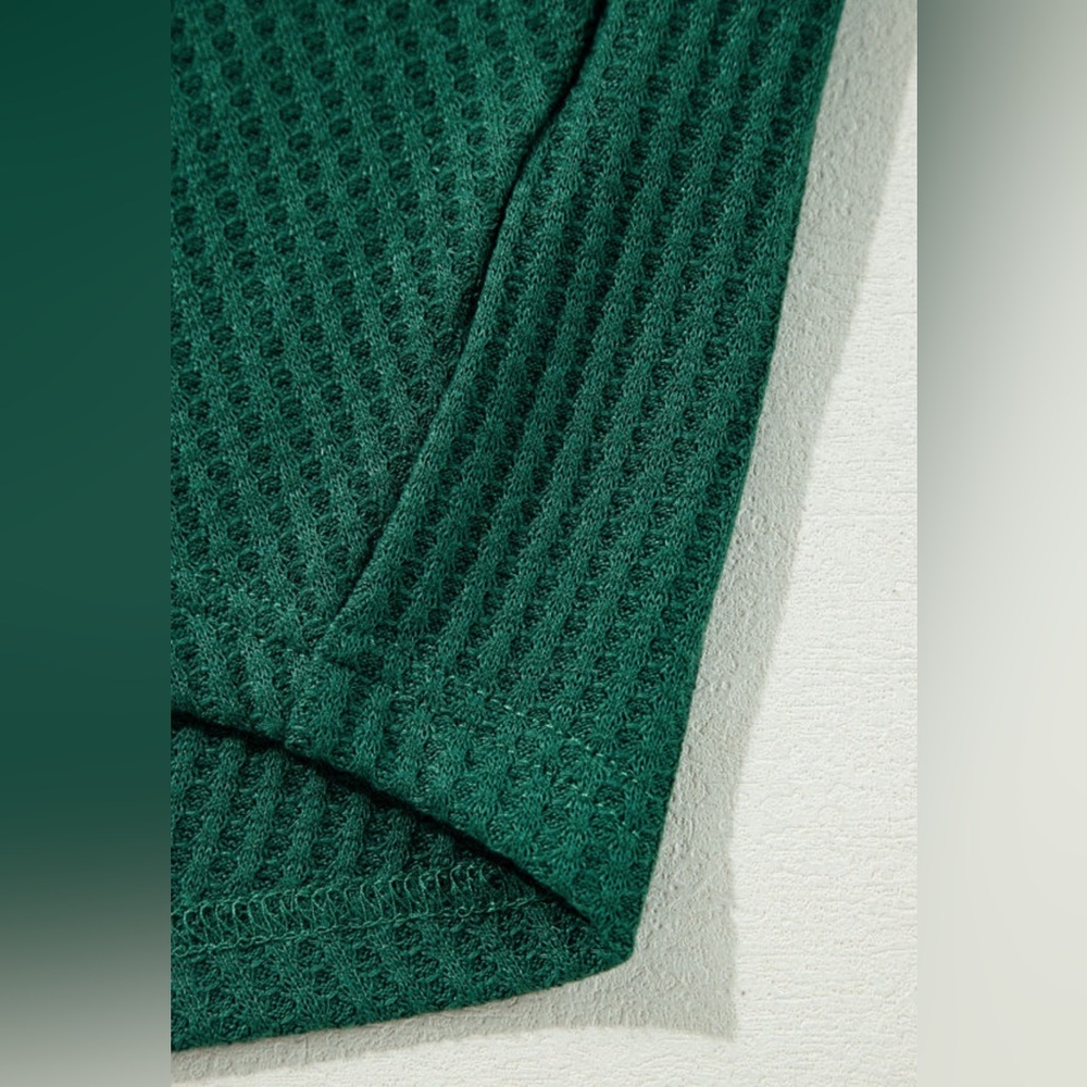 Green Waffle-knit Loose Fit Top - Picture 6 of 6